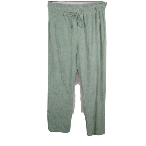 WAYF '98 Terry Pants Women Size L Sage Green Pull-on Drawstring Straight NEW - Picture 1 of 7